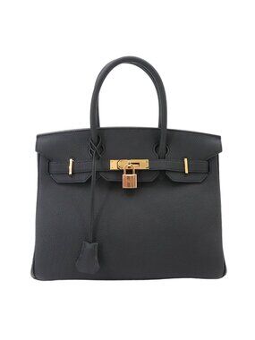 Hermes Birkin 30 Togo Black Handbag Rose Gold